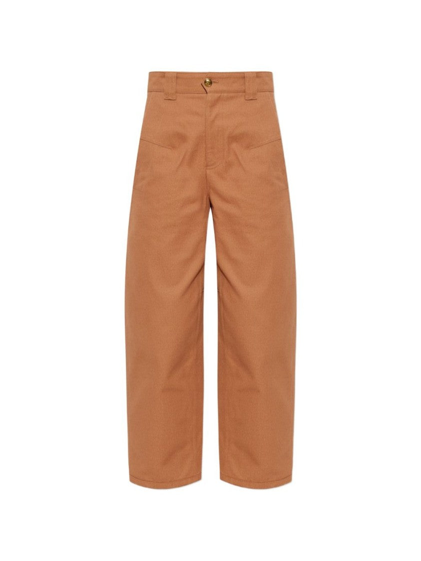 Chloé Black Wide-Leg Cropped Button Trousers