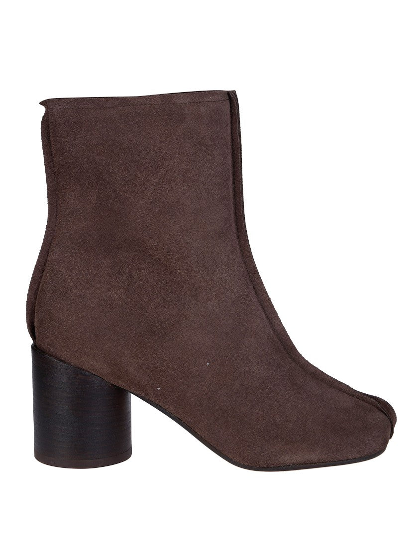 Mm6 By Maison Margiela Dark Brown Suede Block Heel Ankle Boots