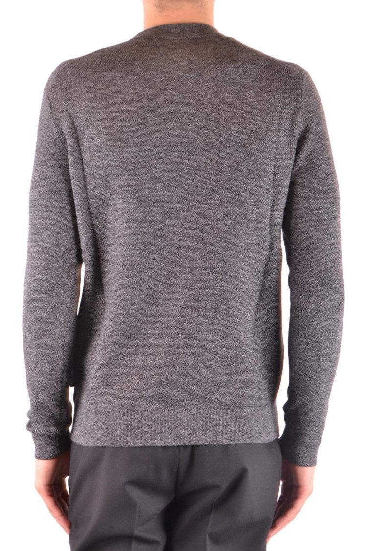 Michael Kors Textured Knit Grey Sweater With Ribbed Hem