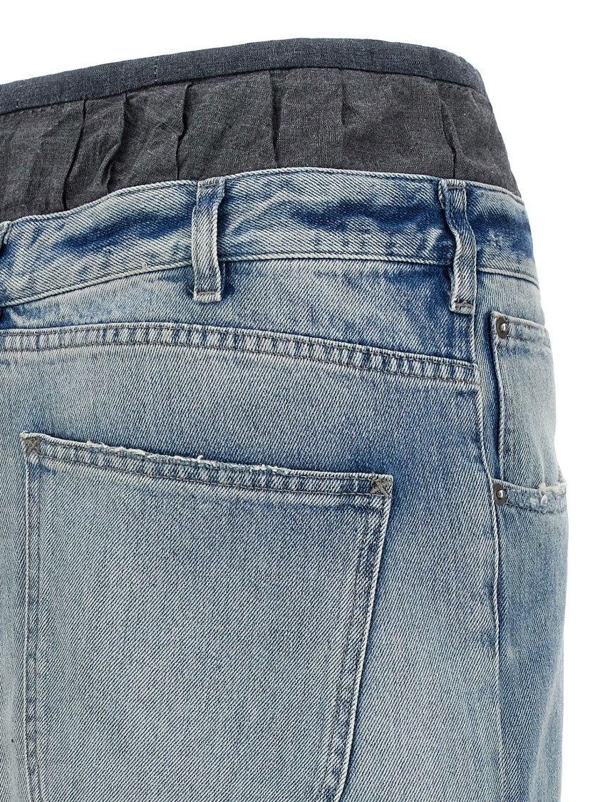 Maison Margiela Layered Denim Maxi Skirt With Front