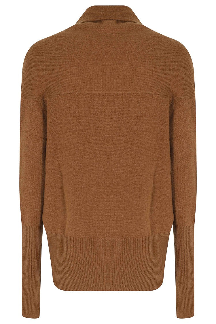7 For All Mankind Brown Wrap V-Neck Wool-Cashmere Sweater