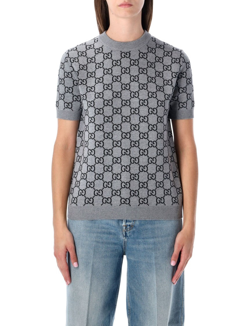 Gucci Gg Monogram Short Sleeve Reversible Sweater