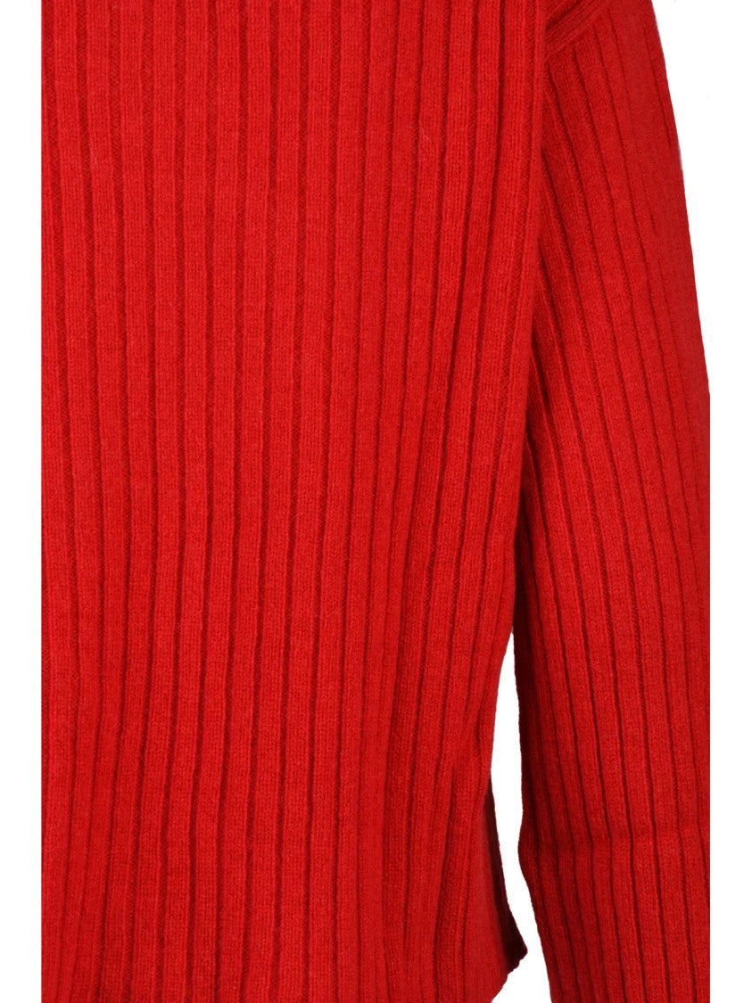 Kangra Ribbed V-Neck Cashmere-Wool Pullover With Side Slit Cuffs