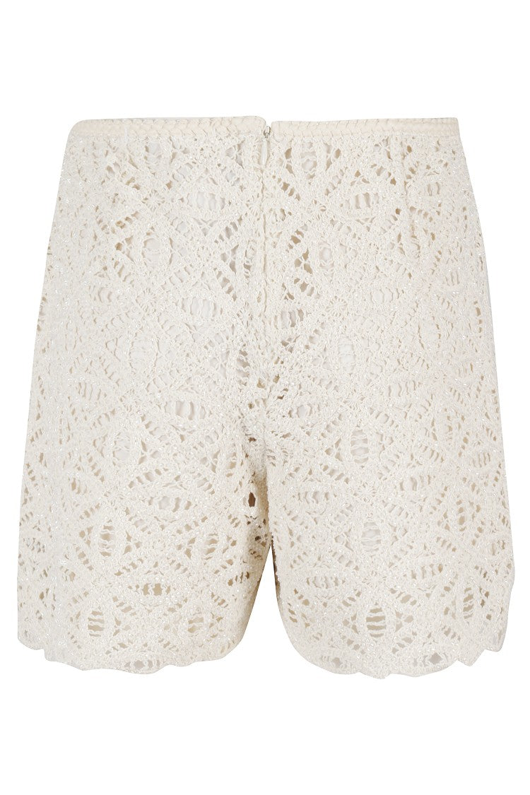 Sabina Musayev Ciello Lace-Trimmed Cotton Shorts