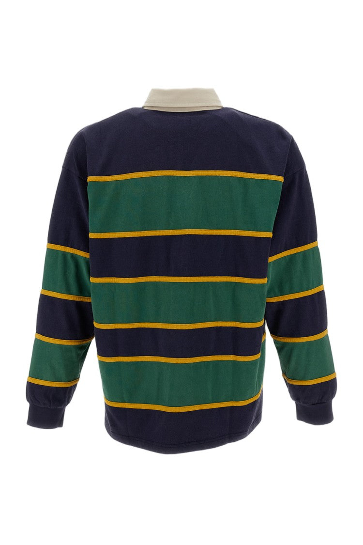 Found Horse Logo Rugby Striped Cotton Polo Shirt