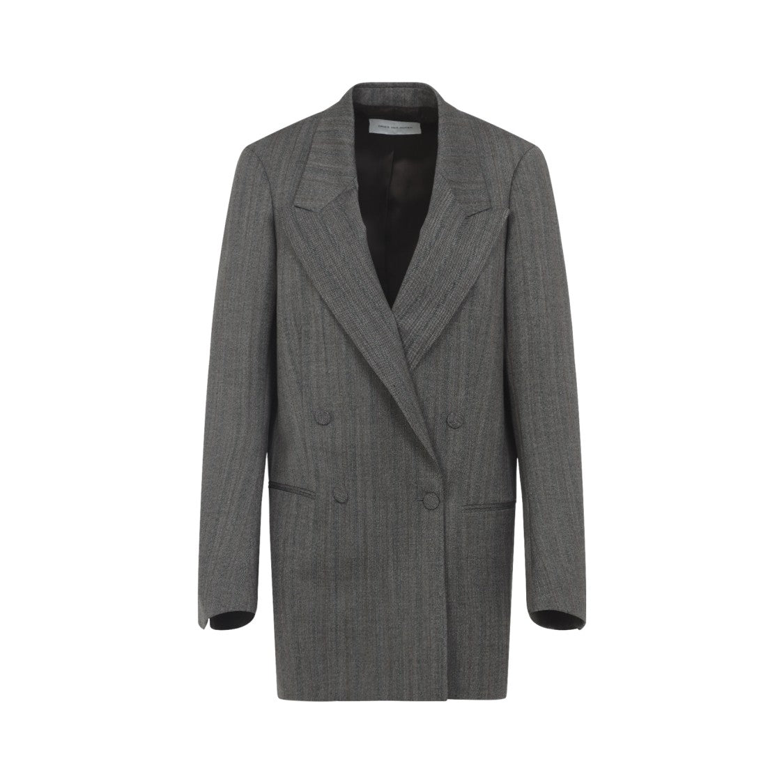 Dries Van Noten Double-Breasted Grey Melange Wool Blink Jacket