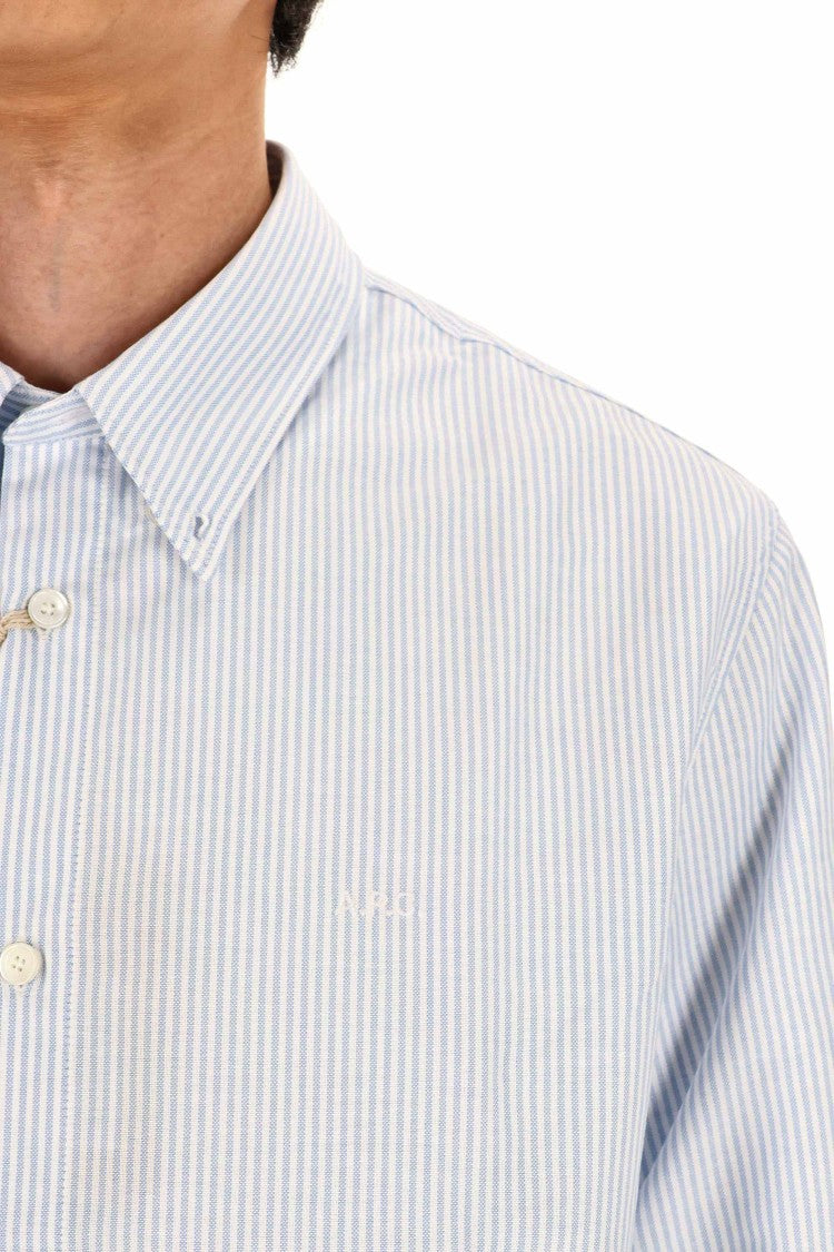 A.P.C. Standard Fit Cotton Piquet Striped Shirt