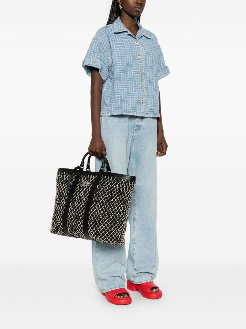 Kenzo Black Multi Strap Intricate Leather Tote