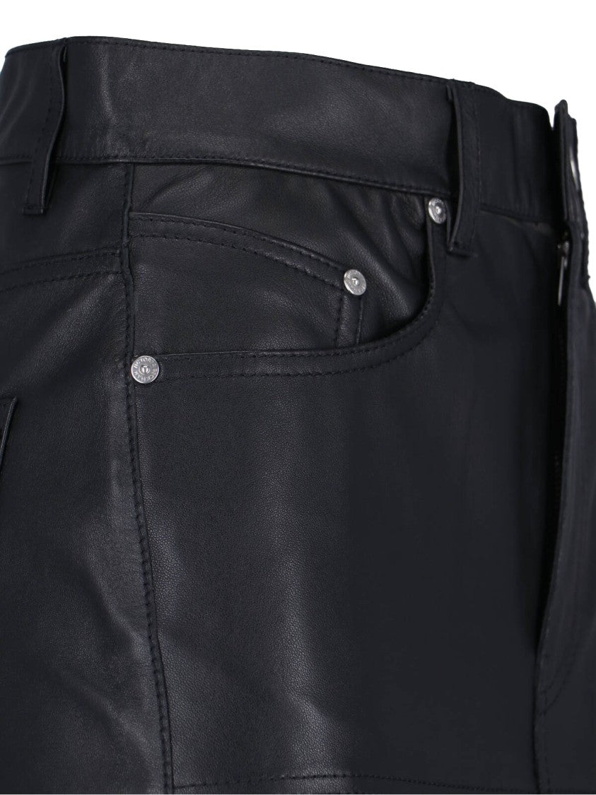 Victoria Beckham High-Waisted Leather Midi Skirt With Flared Design