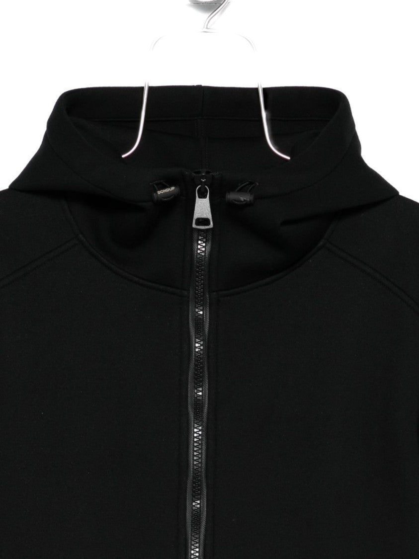 Dondup Black Zip-Up Hoodie With Subtle Piping