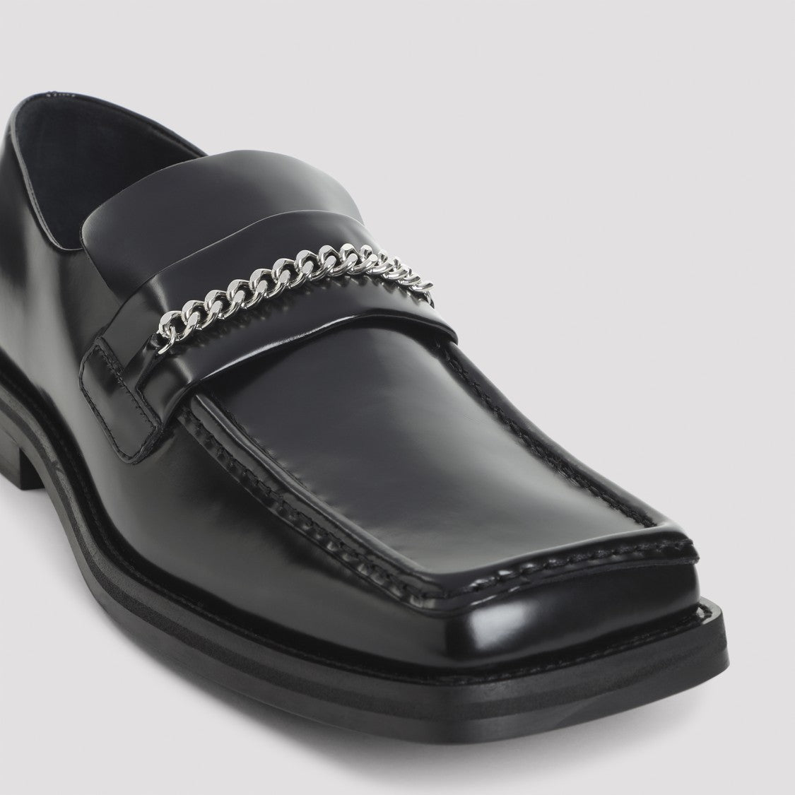 Martine Rose Square Toe Black Leather Loafers
