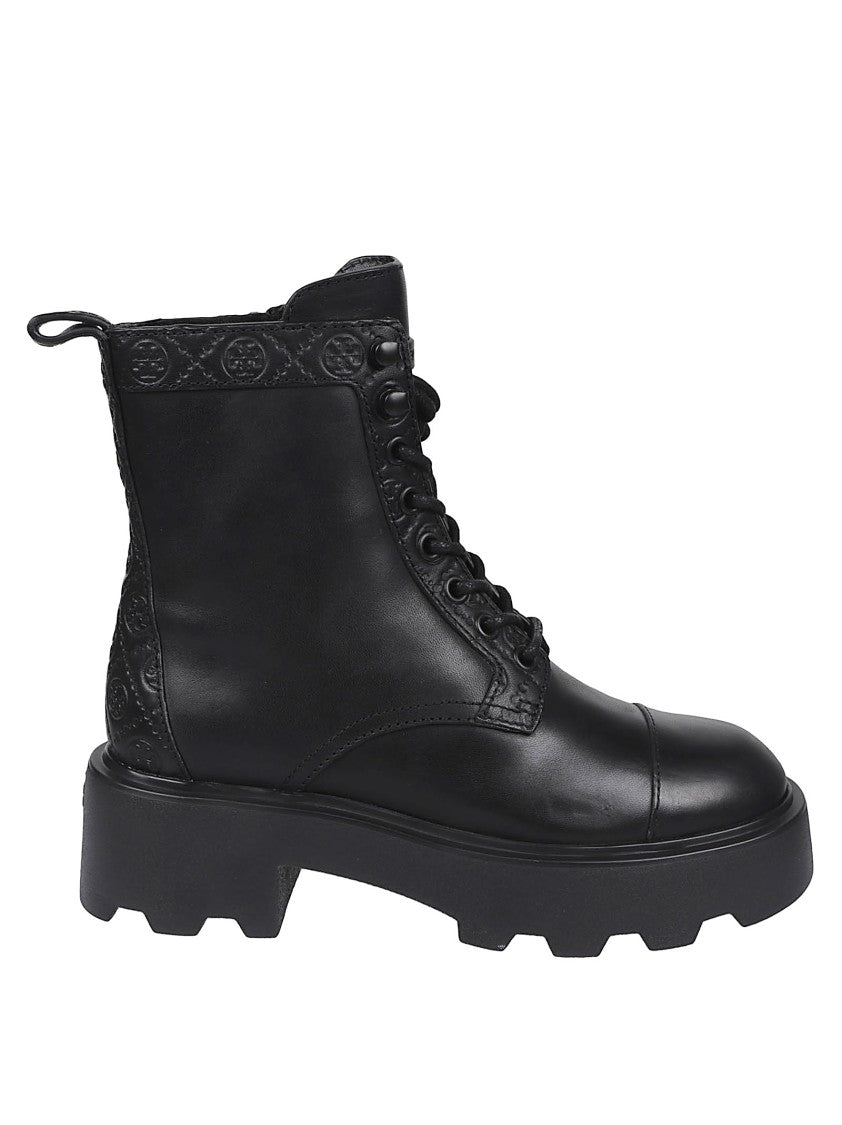 Tory Burch T Monogram Lace-Up Ankle Boots