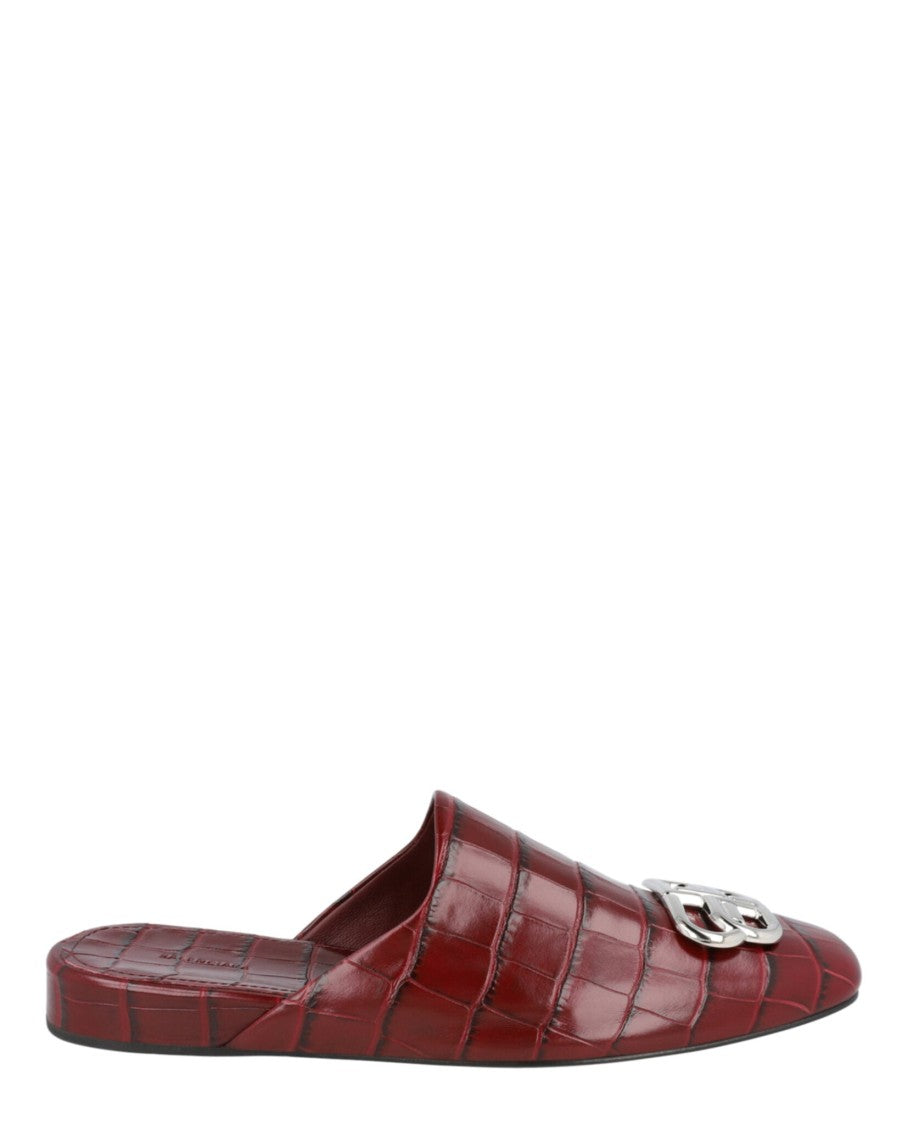 Balenciaga Croc Embossed Leather Cosy Bb Mule