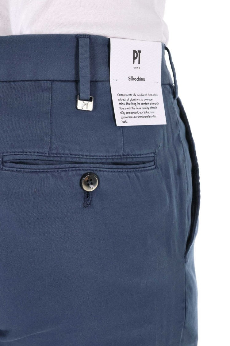 Pt Torino Super Slim Fit Cotton-Silk Trousers