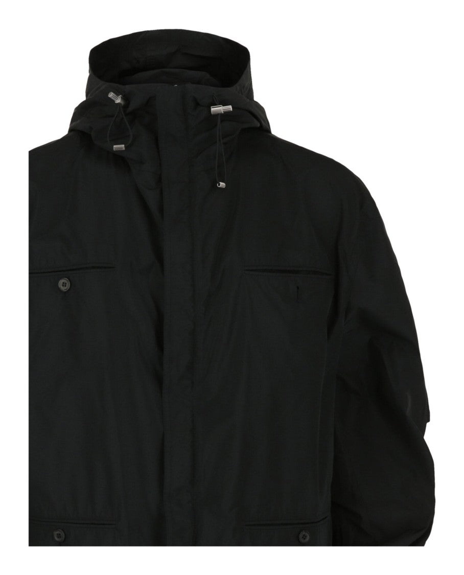Ferragamo Hooded Windbreaker Jacket With Stand Collar