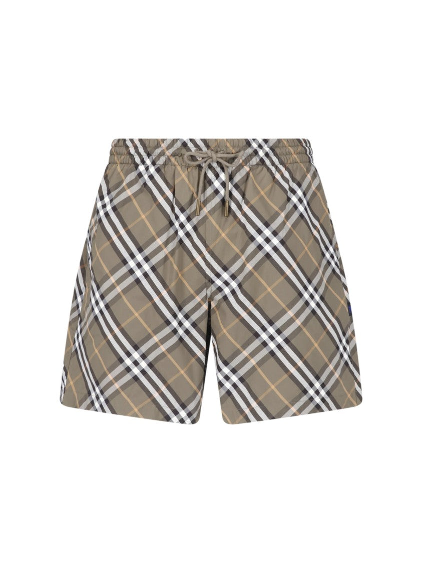 Burberry Brown Check Print Swim Shorts