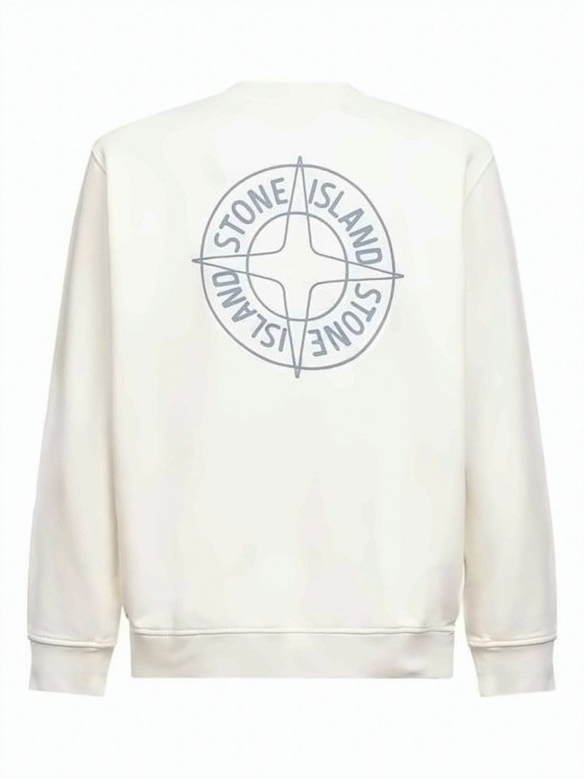 Stone Island Cotton Fleece Oversized Crewneck Sweatshirt With Minimalist Emblem