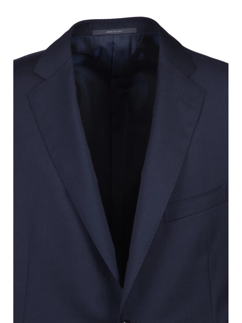 Pal Zileri Navy Blue Wool Men Rounded Jacket