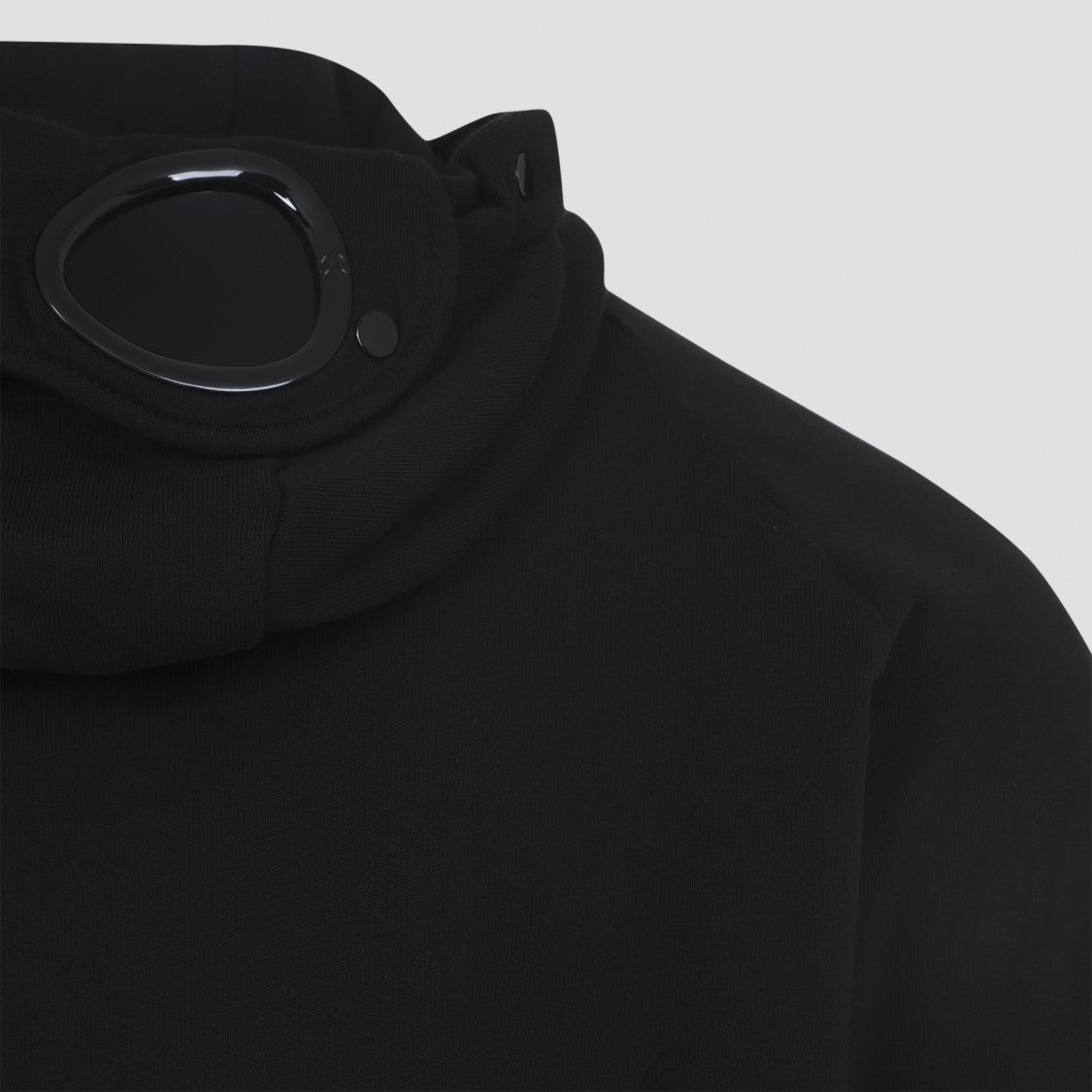 C.P. Company Open Black Cotton Hoodie