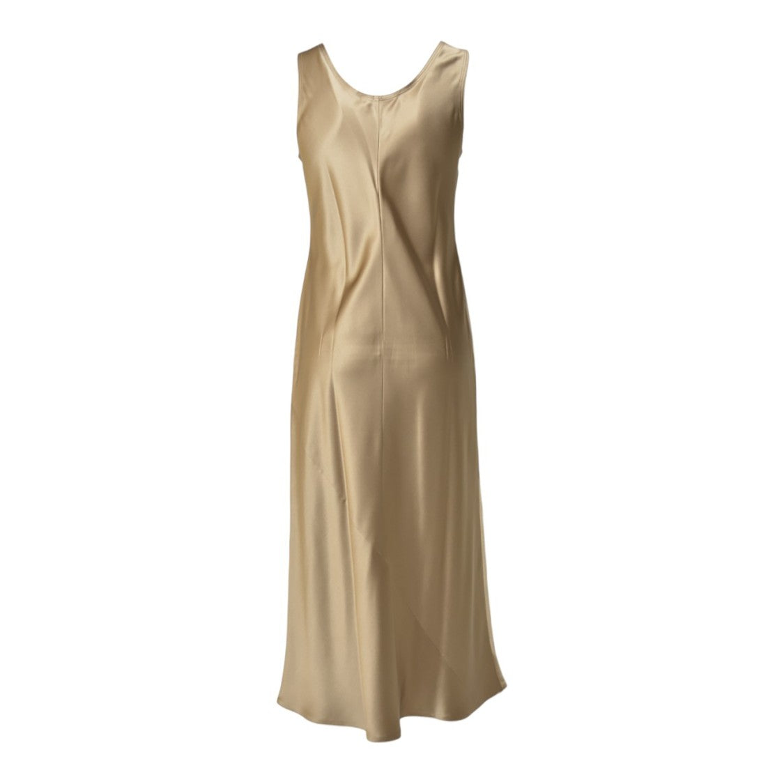 Max Mara Dark Beige Silk Satin Banjo Dress