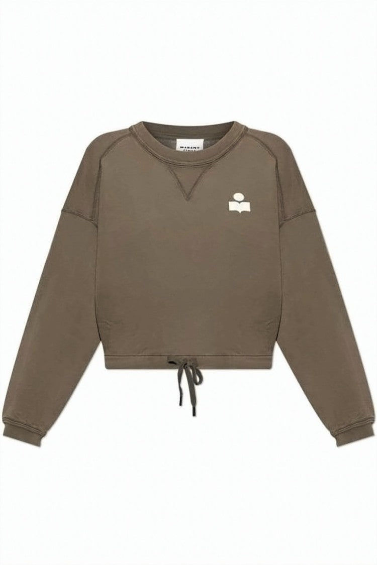 Isabel Marant Cropped Brown Sweatshirt With Drawstring Hem