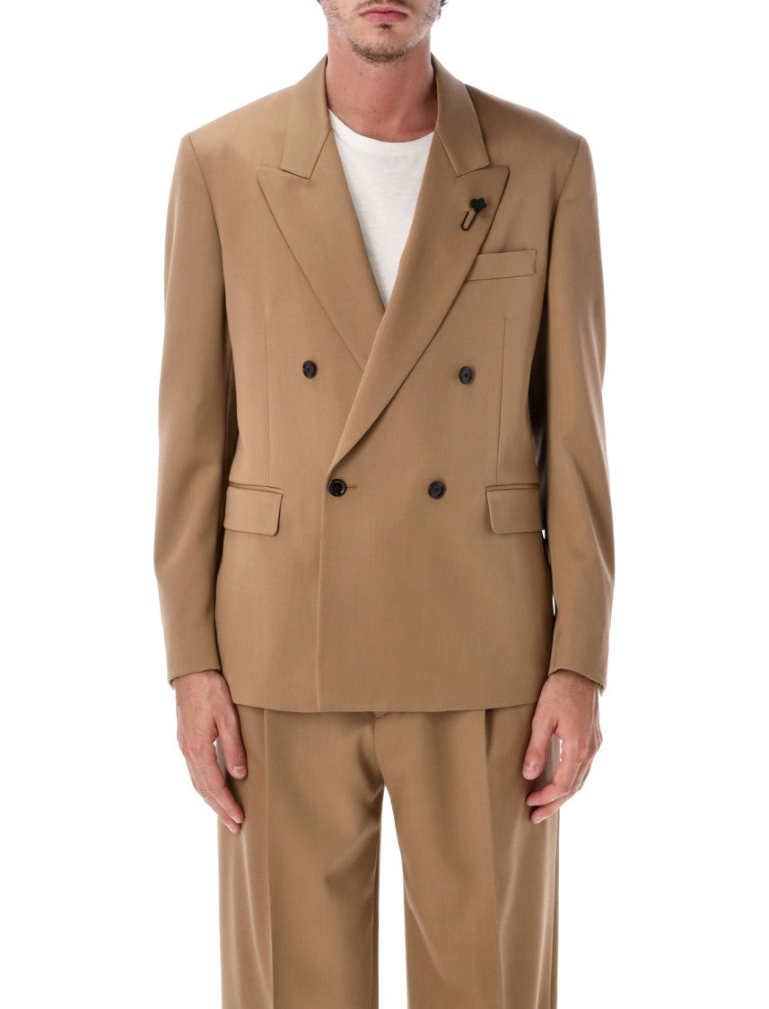 Lardini Feeling Double-Breasted Pointed Lapel Wool Blazer