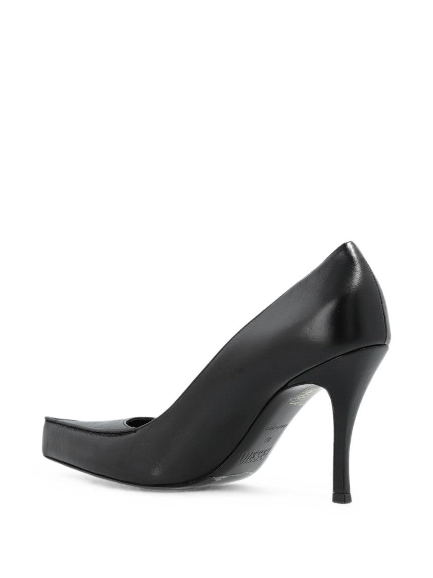 Diesel Black Pointed-Toe Stiletto Silk-Nylon Blend Pumps