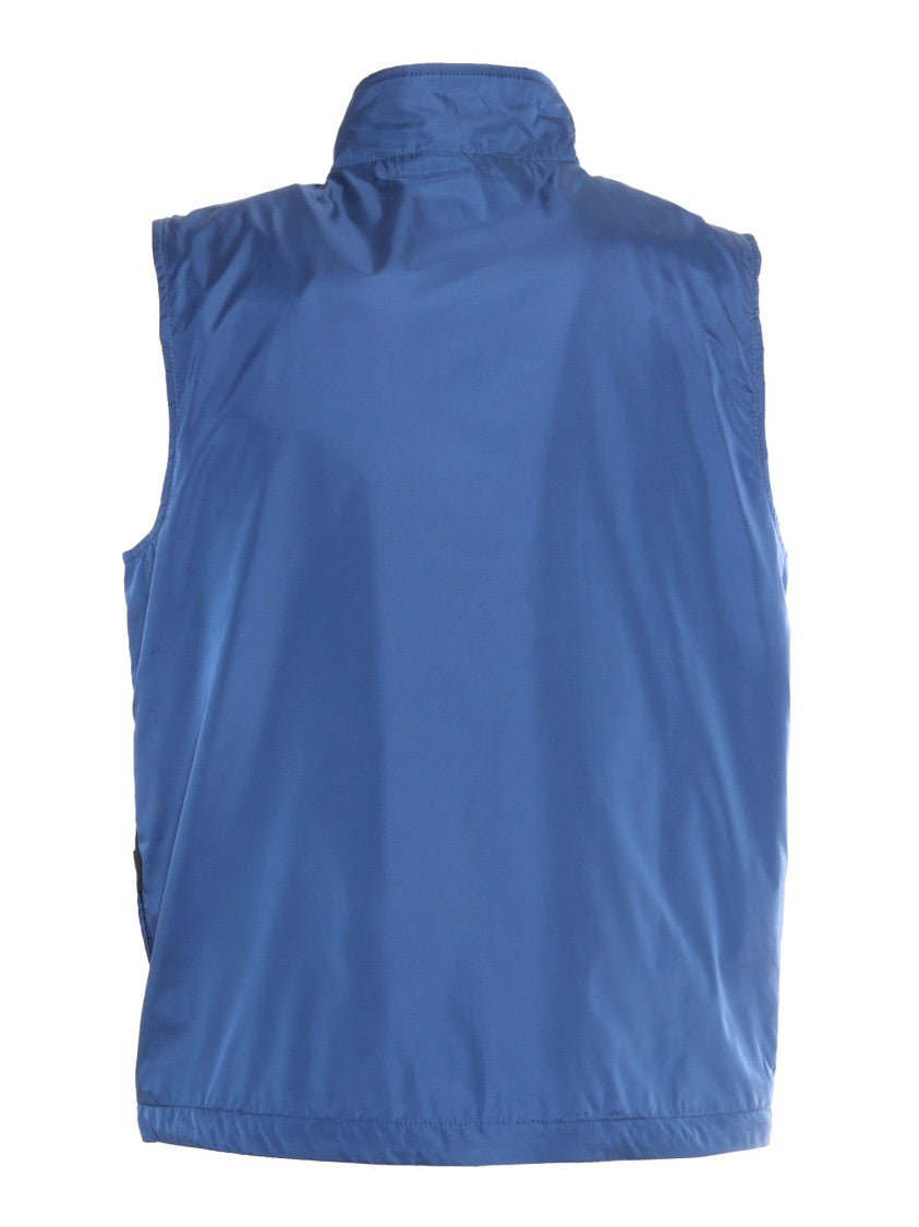 Aspesi Lightweight Blue Protective Vest With High Collar