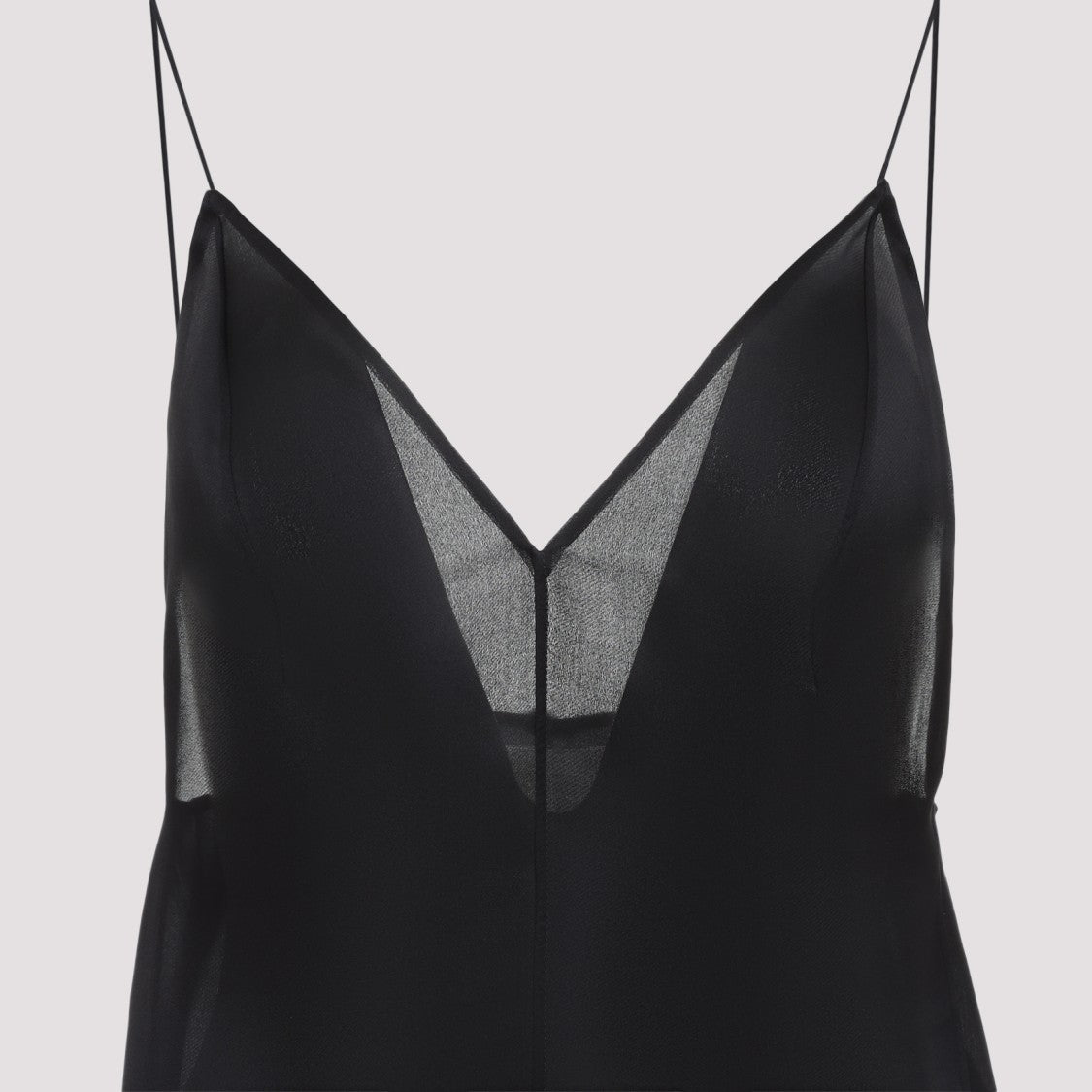 Khaite Deep V-Neck Silk Top With Spaghetti Straps