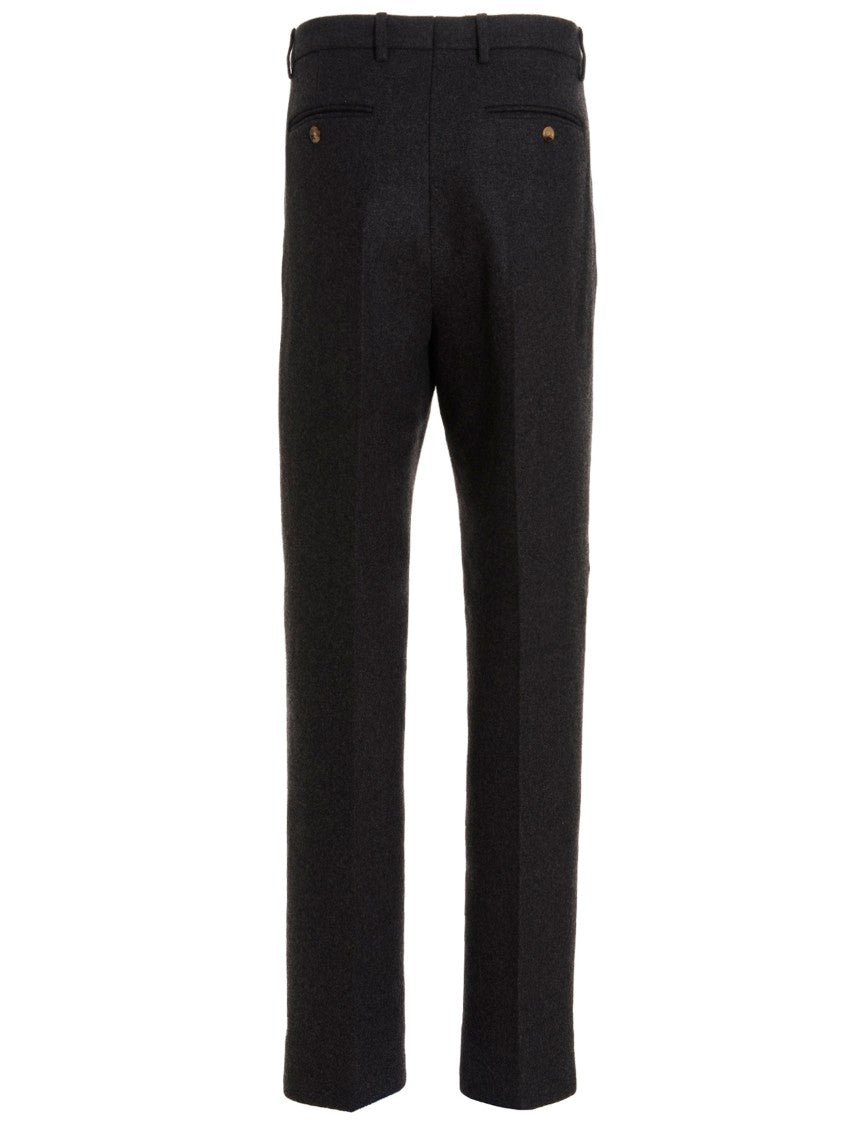 Gucci Dark Gray Cashmere-Wool Tailored Pants With Refined Texture