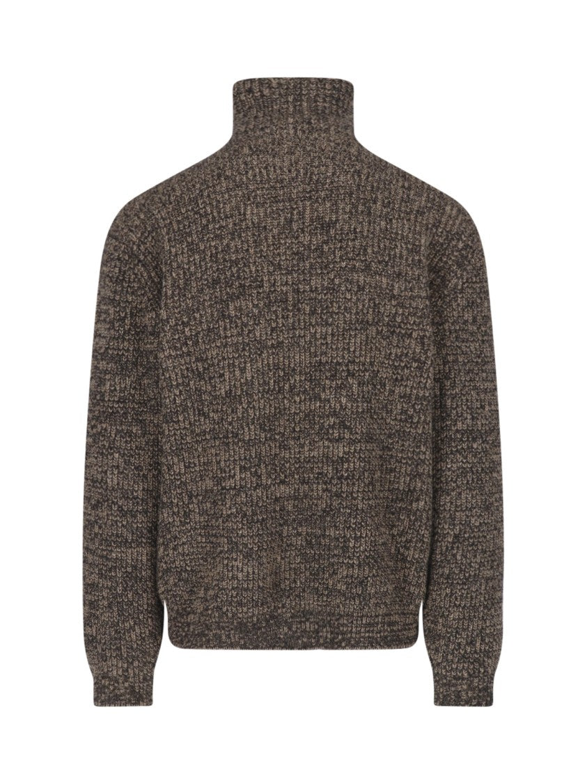 Lemaire Brown High Neck Alpaca-Blend Sweater