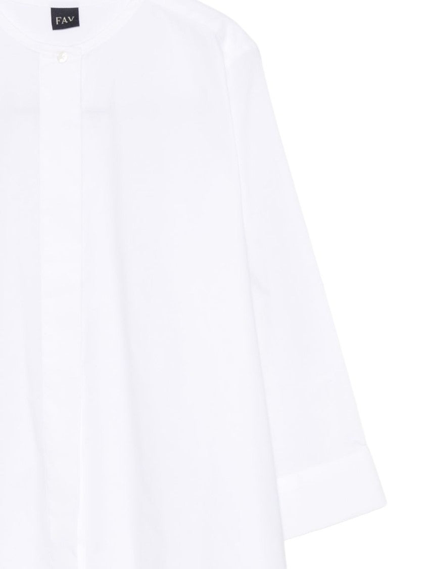 Fay Layered White Long-Sleeved Top With Front Button Fastening