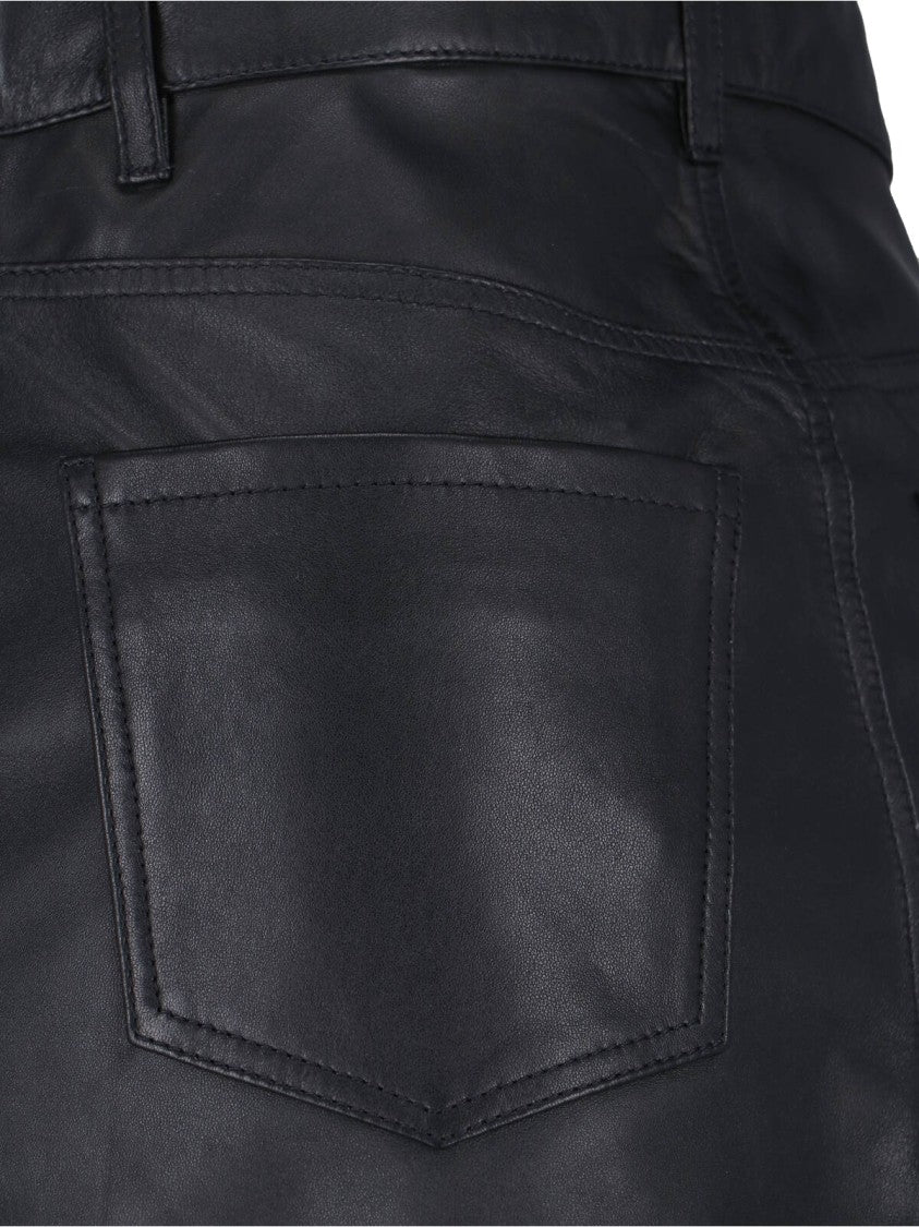 Victoria Beckham High-Waisted Leather Midi Skirt With Flared Design