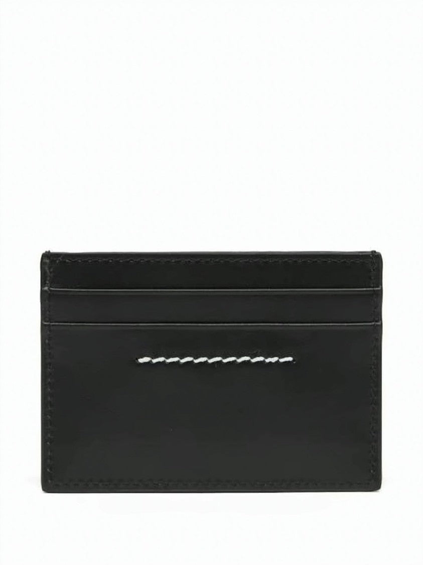Mm6 By Maison Margiela Rectangular Calf Leather Cardholder With Engraved Metallic Plate
