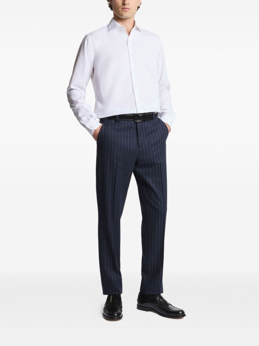 Fay Classic White Long-Sleeved Shirt With Structured Collar