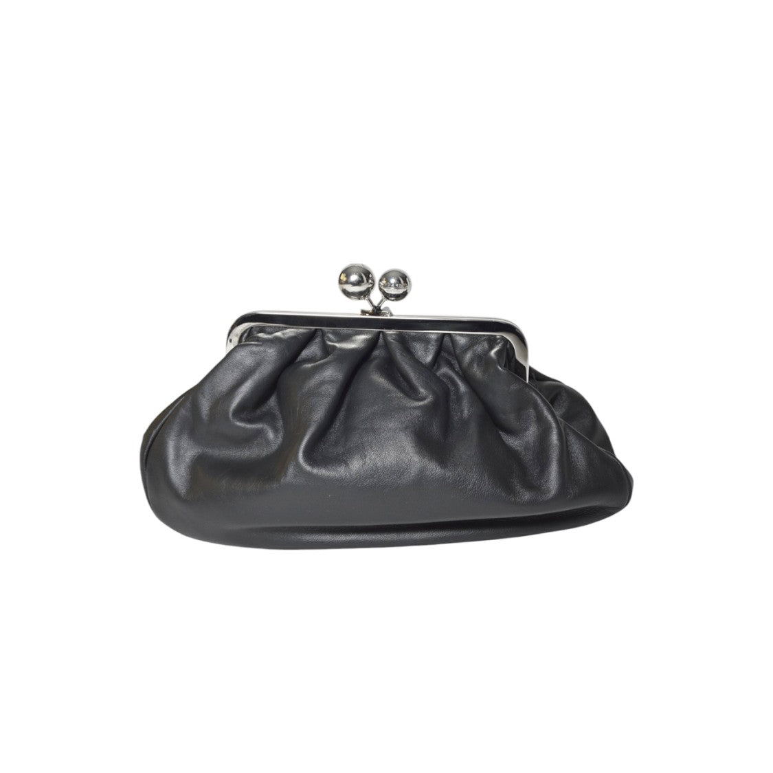Max Mara Soft Gathered Leather Clutch With Detachable Chain Strap