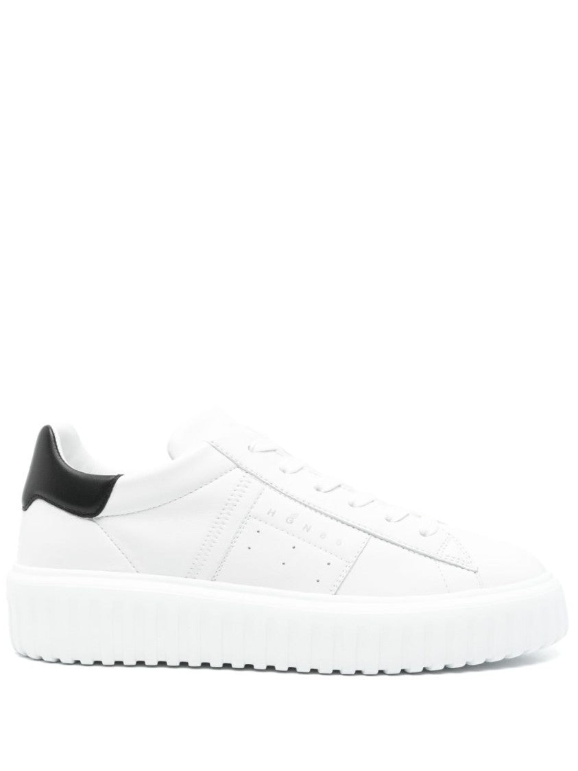 Hogan Pristine White Mutton Leather Sneakers With Chunky Sole