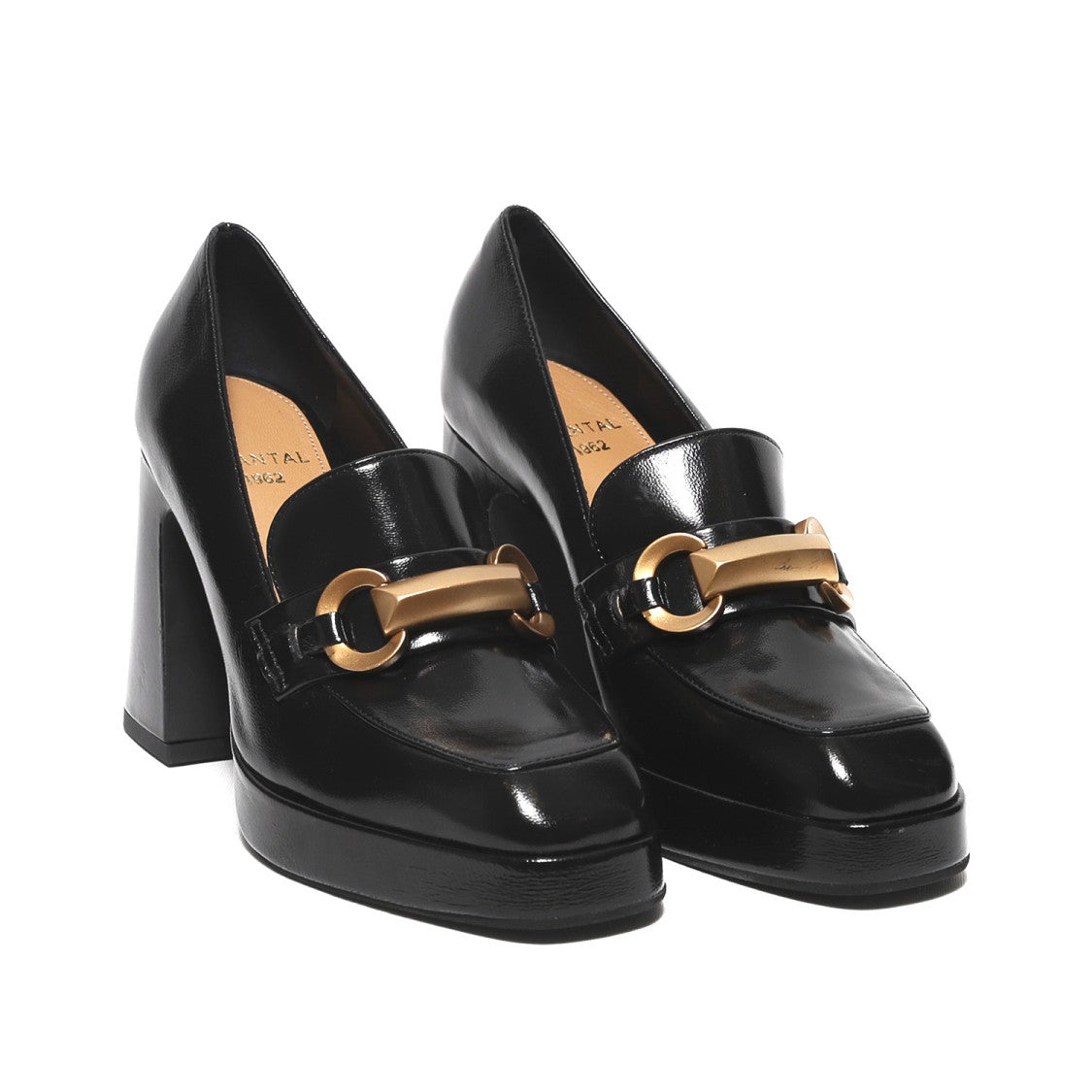 Chantal Black Moccasin With Gold Clamp