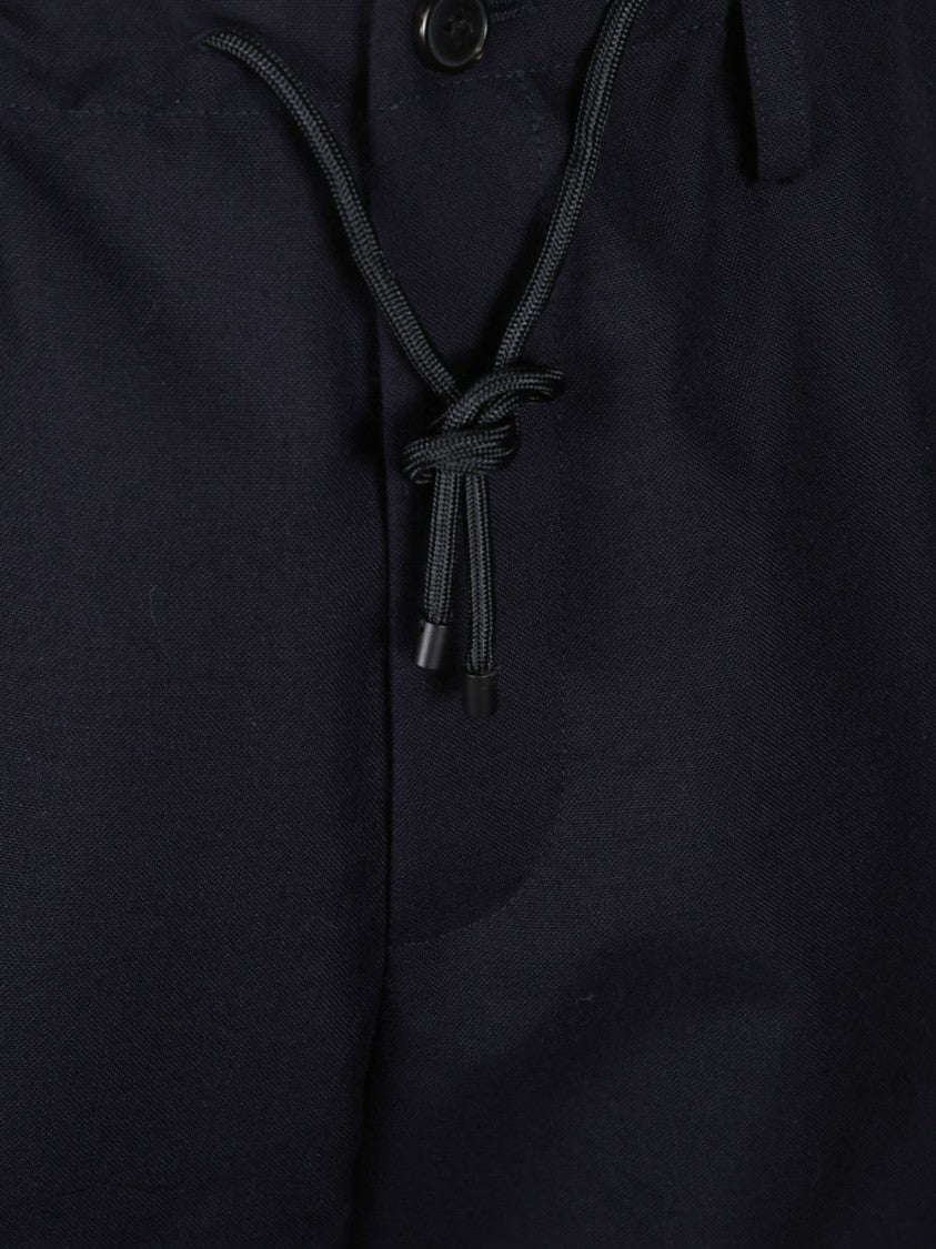 Dries Van Noten Drawstring Waist Penny Wool Pants With Tailored Silhouette