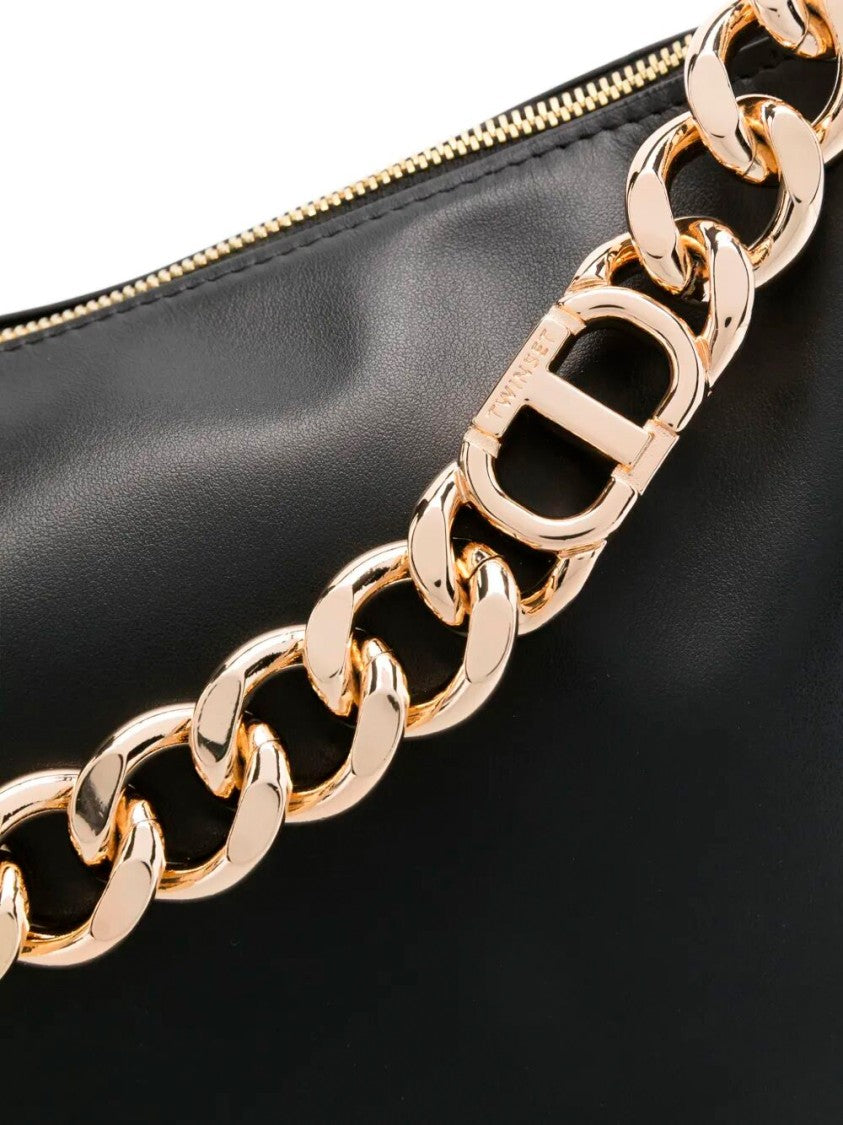 Twin-Set Black Crossbody Bag With Chain Strap
