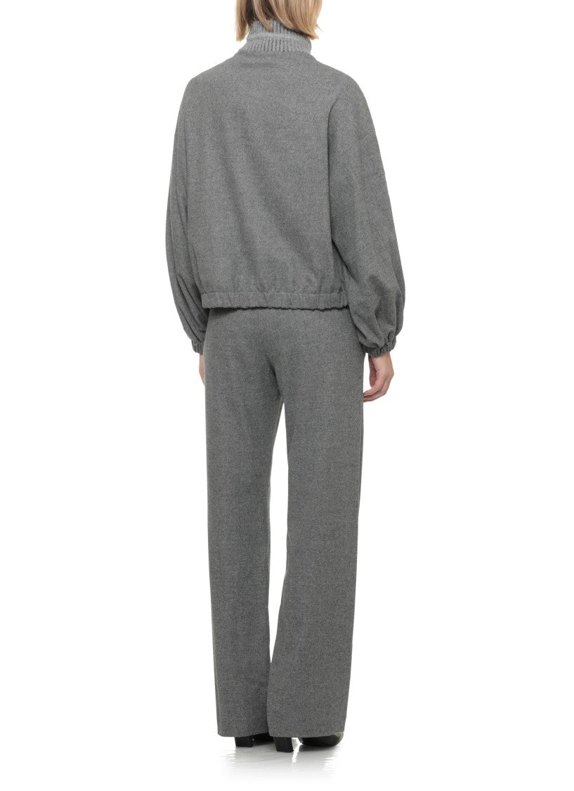 D. Exterior Grey Wool Bomber Jacket