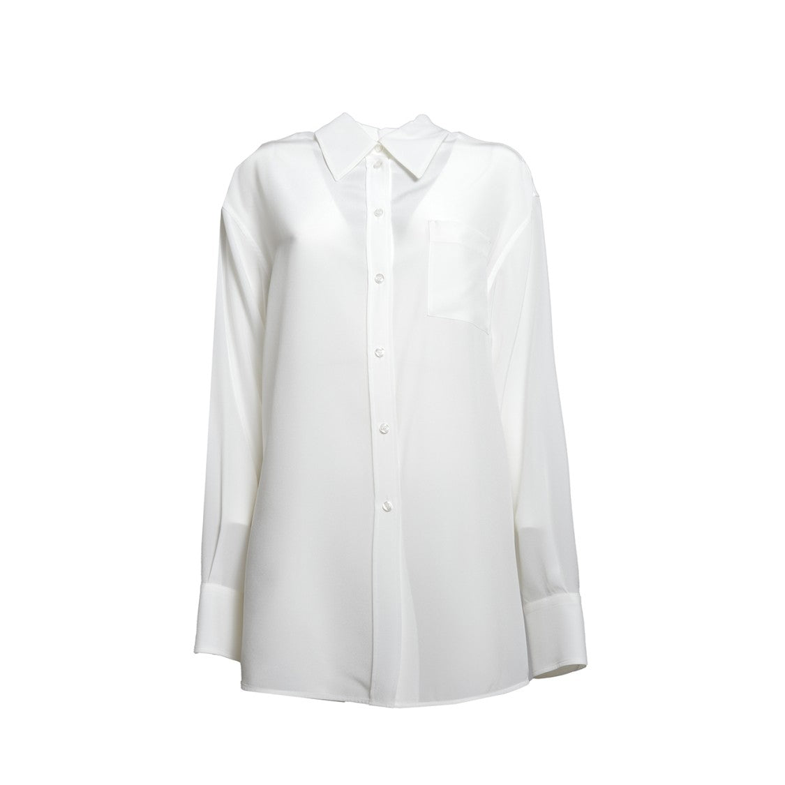 Sportmax Relaxed-Fit White Silk Crêpe De Chine Blouse