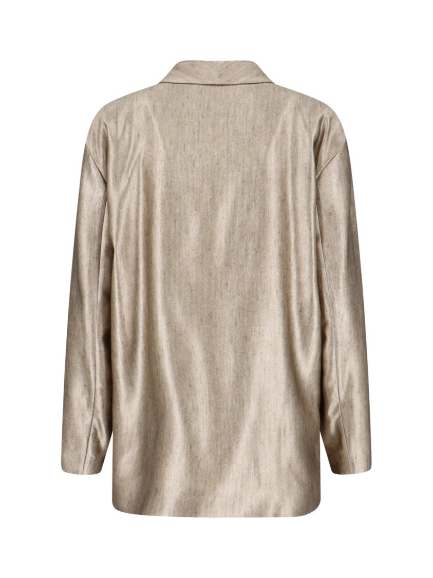 Giorgio Armani Double-Breasted Silk Blazer – Gold