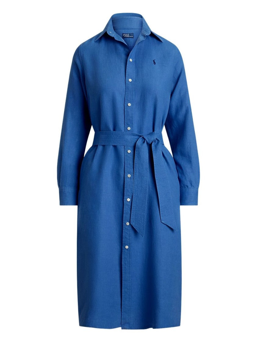 Polo Ralph Lauren Button-Down Linen Dress With Self-Tie Waist And Classic Collar
