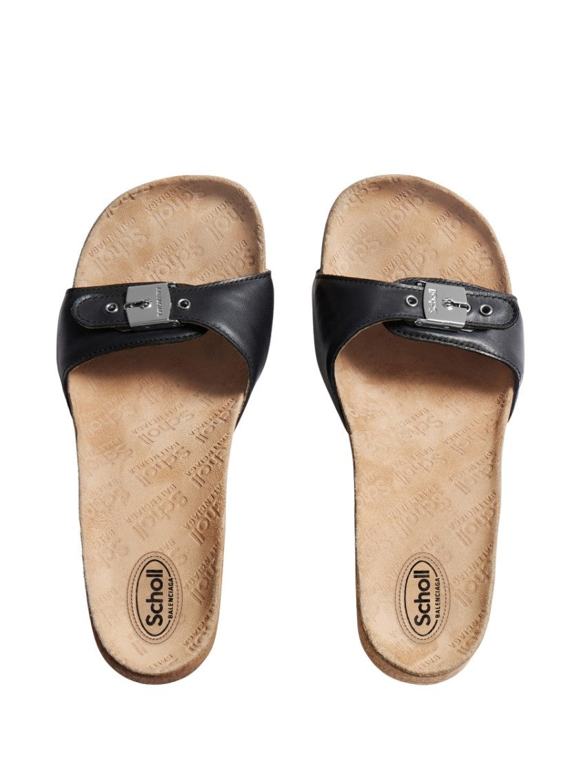 Balenciaga Scholl Cork Footbed Calfskin Sandals