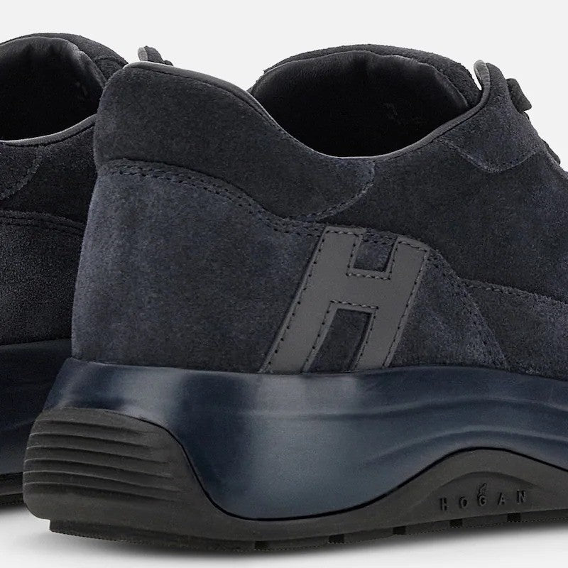 Hogan H719 Allacciato H Blue Calfskin Suede Sneakers