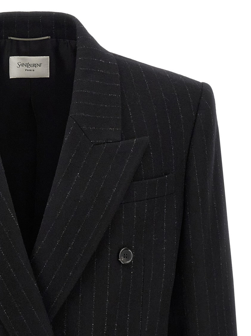 Saint Laurent Pinstripe Design Double-Breasted Blazer