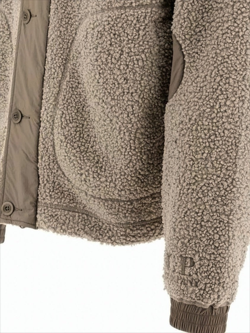 C.P. Company Textured Fleece Casual Jacket With Hood And Button-Up Front