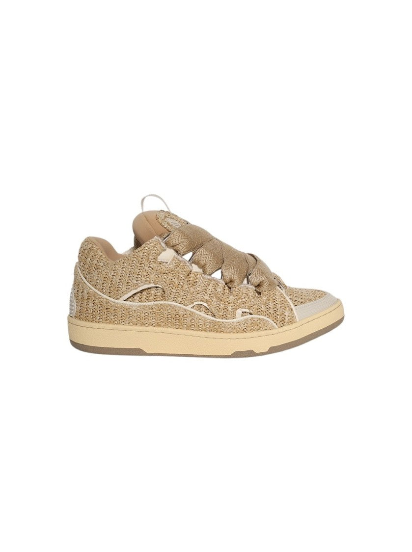 Lanvin Curb Raffia Sneakers Natural