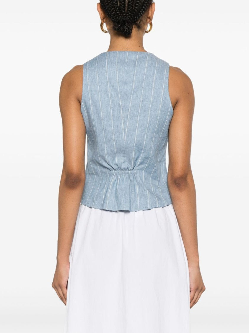 Tagliatore Cerulean Blue Striped Vest